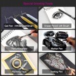 HIFORNY 126 PCS Drawing Kit Sketching Pencil Set,Sketch Pencils Art Supplies with 3-Color Sketchbook,Graphite,Charcoal,Blending Tools,Drawing Pencils for Adults Artists in Zipper Case