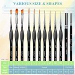 12pc Miniature Paint Brushes Set - 10 Fine Detail Brushes & 2 Dry Brushes for Acrylics, Watercolor, Figurines Model Painting, Face Painting & Piant by Number Kit for Adults | Ergonomic Wooden Handles