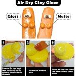 EIGTWEN 100ml Air Dry Clay Glaze and 29pcs Clay tools kit, Gloss Clay Varnish Protects Clay from Surface Wear, Pottery Tools Can be Used for Stippling, Carving, Molding, and Shaping Clay Crafts(Gloss)