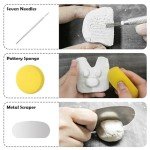 EIGTWEN 100ml Air Dry Clay Glaze and 29pcs Clay tools kit, Gloss Clay Varnish Protects Clay from Surface Wear, Pottery Tools Can be Used for Stippling, Carving, Molding, and Shaping Clay Crafts(Gloss)