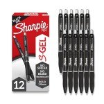 Sharpie S-Gel Drawing Pens Writing Ink For Journaling Coloring Bold Point (1.0Mm) Black Ink 12 Count