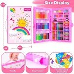 iBayam Art Supplies, 149-Pack Drawing Kit Painting Art Set Art Kits Gifts Box, Arts and Crafts for Kids Girls Boys, with Coloring Book, Crayons, Pastels, Pencils, Watercolor Pens (Pink)