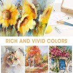 Painting Supplies Set, 49 Pieces Watercolor Painting Kit with Wooden Tabletop Easel, Includes Watercolor Paints, Brushes, Palette, Canvas Panels and Painting Pads, for Artists, Student, Adults, Kids