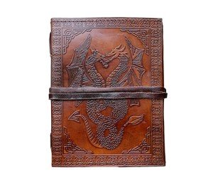 HG-LTHR 18 cm double dragon Leather Blank Notebook grimoire leather journal book of shadows spell book leather diary journal notebook sketchbook gift for artists