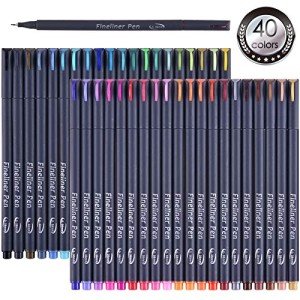 Tebik 45 Pack Planner Colored Pens, 40 Colors Pens with 5 Stencils, Fineliners for Journal Planner Note Calendar Writing Coloring, Drawing, School Office Art Supplies