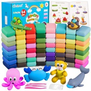CiaraQ Modeling Clay Kit - 64 Colors Air Dry Clay with Sculpting Tools, Ideal for Crafting, DIY Projects. Easter/Halloween/Christmas Gifts.