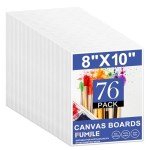 FUMILE Canvas Boards for Painting 8x10, 76 Pack Canvases for Painting Primed Acid Free Blank Canvas Panels for Beginners & Artist, Painting Canvas for Classroom and Painting Parties., White