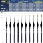 10PC Miniature Paint Brush for Fine Detailing,Small Painting Brushes Set for Art, Crafts, Acrylic, Watercolor, Oil, Model, Face, 40k & Paint by Number, Figurine (Black)