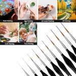 10PC Miniature Paint Brush for Fine Detailing,Small Painting Brushes Set for Art, Crafts, Acrylic, Watercolor, Oil, Model, Face, 40k & Paint by Number, Figurine (Black)