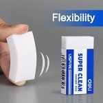 Deli Pencil Erasers, Pencil Eraser, 10 Pack, White Erasers, Erasers for Drawing, Kids, Artist, White, Large