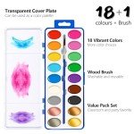 REALART 18 Colors Watercolor Paint Set Bulk, Pack of 24, Watercolor Paint Set with Paint Brushes for Kids and Adults, Washable Paint for Classroom, Parties, Kindergarten and Art Activities