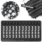 Mifuner Soft Oil Pastels Set (12 Sticks), Single Colors Heavy Oil Pastels Vibrant and Creamy,Pastel Art Supplies for Artists,Gallery Oil Painting Stick,Beginners,Adult Art Drawing Black