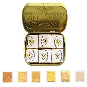 CSY art gallery Metallic Watercolor Paint Set – Set of 6 Shimmery Gold Solid Water Colors – Artist Quality – Perfect for Adults, Students, Hobbyists(Earth Golden)