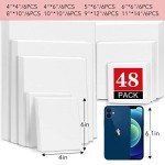 ESRICH 48 Pack Canvas Boards for Painting, 6Pcs of 4x4, 4x6, 5x6, 6x6, 8x10, 10x10, 9x12, 11x14 Canvas for Painting, Cotton Primed Blank Painting Canvas Panels for Oil, Acrylic, Watercolor