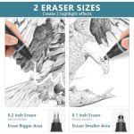 Foyucool Electric Eraser, Battery Operated Automatic Pencil Eraser with 220 Erasers Refills, 2 Erasers Sizes, Comfort Grip Art-Eraser for Drawing, Ideal for Artists, Students, Sketch, Engineers, Black