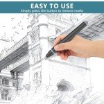 Foyucool Electric Eraser, Battery Operated Automatic Pencil Eraser with 220 Erasers Refills, 2 Erasers Sizes, Comfort Grip Art-Eraser for Drawing, Ideal for Artists, Students, Sketch, Engineers, Black