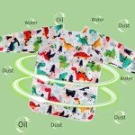 CUBACO 2 Pack Kids Painting Apron Children's Waterproof Artist Apron with Long Sleeve and 3 Pockets for Child 3-8 Years for Art Craft, Cooking, Baking, Feeding (Dinosaur Pattern)