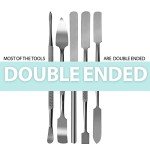 SURGICAL ONLINE Metal Spatula 5 pcs Set Kit Tools - Stainless Steel Double-Sided Tools, High Mirror Finish, Built-in Finger Grips.