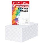 BAKEYBA Canvas Boards for Painting 24 Pack, 5x7 Inch Small Canvas for Kids, Mini Canvas Panels for Painting 100% Cotton White Blank Canvases for Acrylics Oil Watercolor Paint