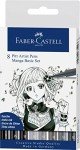 Faber-Castel PITT Artist Manga Pens, Shades of Gray, 8-Pack (167107)