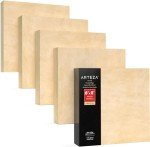ARTEZA Wood Canvas Boards, 8 x 8 Inches, Pack of 5, Birch Wood, Wooden Panels for Acrylic and Oil Painting, Wood Burning, Crafting
