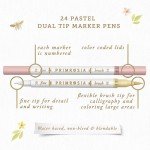 Primrosia 24 Pastel Dual Tip Markers, Fine Tip and Brush Pens. Perfect for art, illustration, drawing, calligraphy and bullet journals