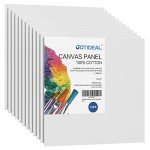 GOTIDEAL Canvases for Painting, 10x10 inch of 12 Pack, Professional Primed White Blank Flat Canvas Panels- 100% Cotton Artist Canvas Boards for Acrylics Painting, Oil Watercolor Tempera