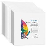 GOTIDEAL Canvases for Painting, 10x10 inch of 12 Pack, Professional Primed White Blank Flat Canvas Panels- 100% Cotton Artist Canvas Boards for Acrylics Painting, Oil Watercolor Tempera