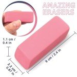 Tamaki Erasers, Pink Pencil Erasers for Drawing, Artist Eraser, Large, Pack of 6