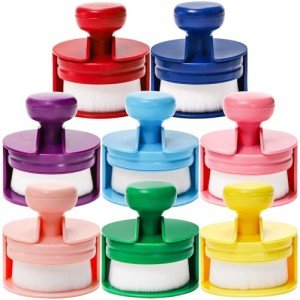 YOUEON 8 Color Flat Top Ink Blending Brushes, Craft Blender Brushes Set, Round Ink Blending Tools with Soft Bristles & Color Coded Stand for Card Making, Stamping, Painting, Drawing