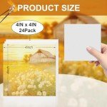 ESRICH 4x4IN Small Canvases for Painting, 24 Pack Mini Canvas Boards Cotton Painting Canvas Primed Acid Free Mini Blank Canvas Panels for Oil Paint,Watercolor,Acrylic Paint,Gouache&Tempera.