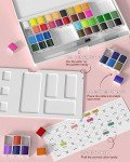 Nicpro 48 Colors Watercolor Paint Set with 8PCS Painting Brushes, 25 Sheet Water Color Paper, 2 Water Brush Pens, Palette, Sponge, Art Supplies Kit for Artist Adult Kid Beginner with Gift Box