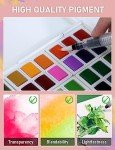 Nicpro 48 Colors Watercolor Paint Set with 8PCS Painting Brushes, 25 Sheet Water Color Paper, 2 Water Brush Pens, Palette, Sponge, Art Supplies Kit for Artist Adult Kid Beginner with Gift Box