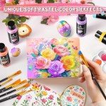 VigorFun 40 Pcs Pastel Acrylic Paint Set with 12 Brushes, 2 Knives & Palette, 24 Colors (2oz/60ml) - for Adults, Kids, Artists & Beginners - Canvas Ceramic Rock Wood Egg Painting Kit