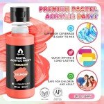 VigorFun 40 Pcs Pastel Acrylic Paint Set with 12 Brushes, 2 Knives & Palette, 24 Colors (2oz/60ml) - for Adults, Kids, Artists & Beginners - Canvas Ceramic Rock Wood Egg Painting Kit