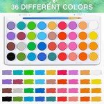 AROIC 65 Pieces Watercolor Paint Set,36 Colors Watercolor,10 Brushes,3 Refillable Water Brush Pens,16 Page Pad(8.5 * 5.5in),Profesional Watercolor Kit for Kids, Adults, Beginners