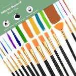AROIC Acrylic Paint Brush Set,2pack/30pcs Nylon Hair Oil Watercolor Rock Face Painting Artist Paint Brushes, 15 Sizes Paint Brush Set for All Purposes Kids Adult Arts Painting Brush Supplies.