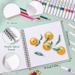 50 Sheets Marker Paper Pad, 7.6×7.6 Inch Bleedproof Art Sketch Pad, 73lb/120gsm Drawing Paper Spiral Sketch Book, Alcohol Marker Paper Painting Coloring Paper for Beginners, Artists, Ideal Gift