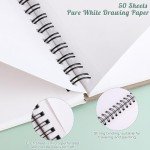 50 Sheets Marker Paper Pad, 7.6×7.6 Inch Bleedproof Art Sketch Pad, 73lb/120gsm Drawing Paper Spiral Sketch Book, Alcohol Marker Paper Painting Coloring Paper for Beginners, Artists, Ideal Gift