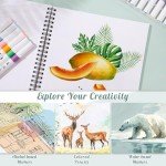 50 Sheets Marker Paper Pad, 7.6×7.6 Inch Bleedproof Art Sketch Pad, 73lb/120gsm Drawing Paper Spiral Sketch Book, Alcohol Marker Paper Painting Coloring Paper for Beginners, Artists, Ideal Gift