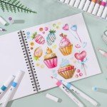 50 Sheets Marker Paper Pad, 7.6×7.6 Inch Bleedproof Art Sketch Pad, 73lb/120gsm Drawing Paper Spiral Sketch Book, Alcohol Marker Paper Painting Coloring Paper for Beginners, Artists, Ideal Gift