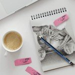 BAZIC Pink Eraser, Latex Free Bevel Erasers, Large Size Block Erasers for Art Drawing School Office Kids Teachers (4/Pack), 1-Pack