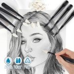 AGPTEK 44 Pcs Sketch Drawing Tools Sketch Wipe Scrapers with Rub Sponge Sketch Trimmer Erase Sponge Wiper for Students Artist Charcoal Painting Brush Art Supplies