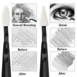 AGPTEK 44 Pcs Sketch Drawing Tools Sketch Wipe Scrapers with Rub Sponge Sketch Trimmer Erase Sponge Wiper for Students Artist Charcoal Painting Brush Art Supplies