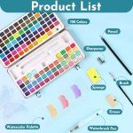 Tavolozza Fine Arts Watercolor Paint Set, 128 Colors Paint with Water Brush Pens and Drawing Pencil - Ideal for Painting, Drawing, and Art Supplies for Kids and Adults - Perfect Starter Kit