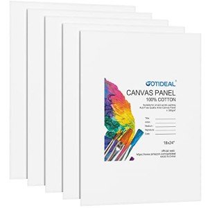 GOTIDEAL Canvases for Painting, 18x24 inch of 5 Pack, Professional Primed White Blank Flat Canvas - 100% Cotton Artist Canvas Boards for Acrylics Painting, Oil,Tempera
