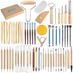 EuTengHao 61Pcs Ceramic Clay Tools Kit Pottery Tools Clay Sculpting Shapers Carving Tool Set Contains Most Essential Wooden Clay Tools for Potters Beginners
