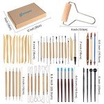 EuTengHao 61Pcs Ceramic Clay Tools Kit Pottery Tools Clay Sculpting Shapers Carving Tool Set Contains Most Essential Wooden Clay Tools for Potters Beginners