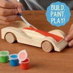 Made By Me Build & Paint Your Own Wooden Cars by Horizon Group USA, DIY Wood Craft Kit, Easy to Assemble & Paint 3 Race Cars, Multicolored