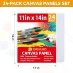 24 Packs 11x14 Blank Boards for Painting Kids, Art Canvases for Painting,Primed Acid-Free 100% Cotton Canvas Panels for Acrylic Oil Watercolor